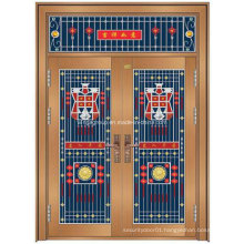 China Style Popular Entrance Security Steel Metal Copper Door (W-GB-16)